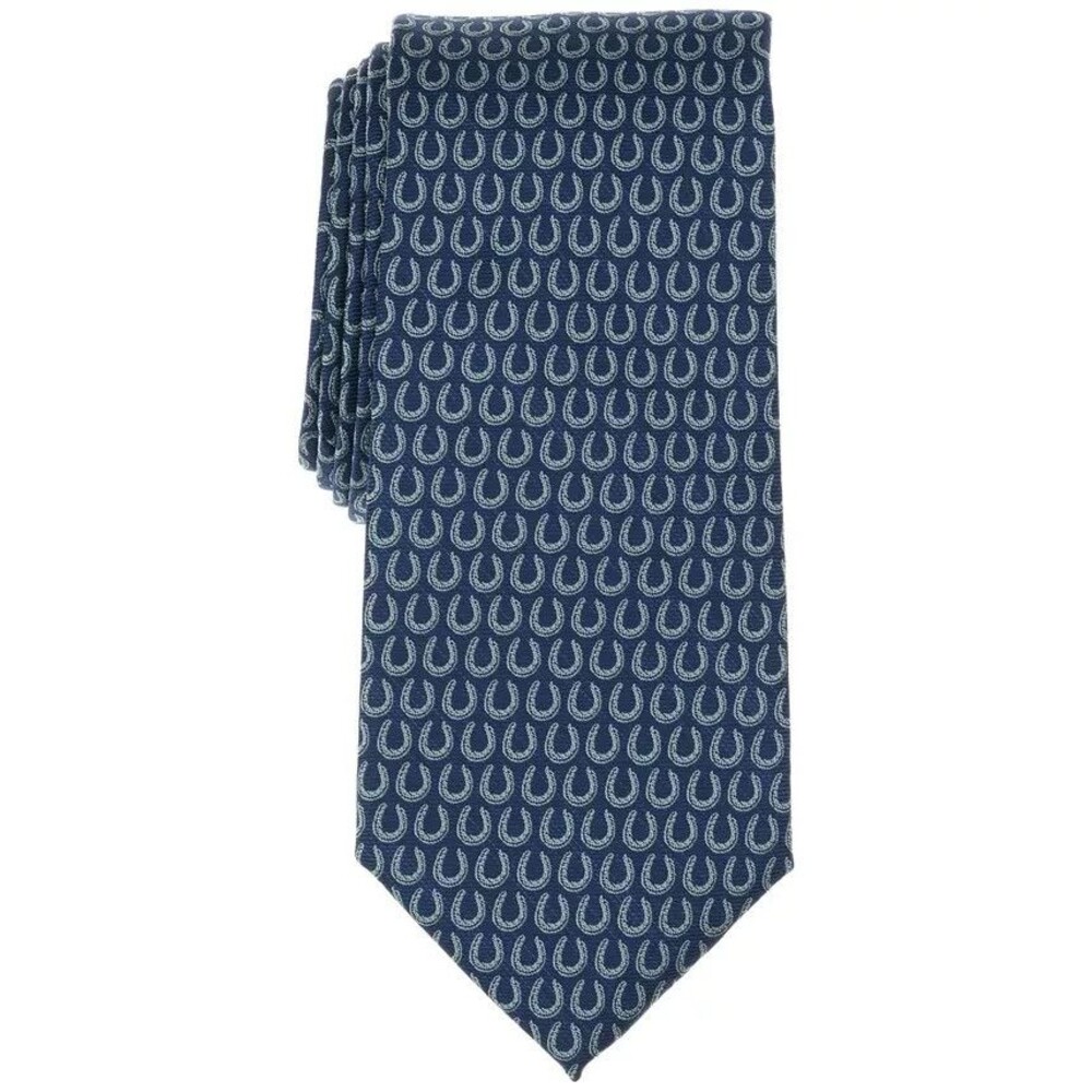 Club Room Men’s Horseshoe Print Tie | Navy Blue Equestrian Necktie